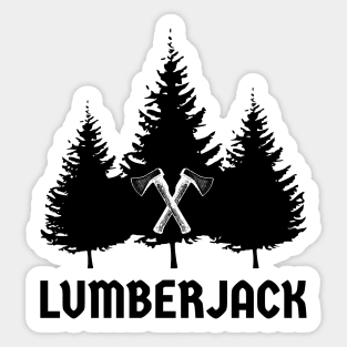 Lumberjack Pine Trees Black Crossed Axes Sticker